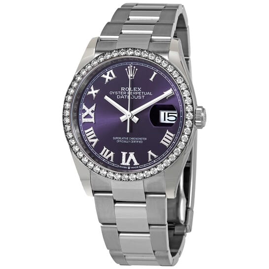 Rolex Datejust 36 Aubergine Diamond Dial Automatic Unisex Oyster Watch 126284AURDO 36mm