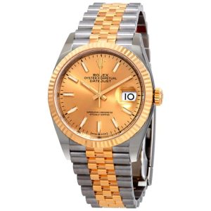 Rolex Datejust 36 Automatic Champagne Dial Men’s Steel and 18K Yellow Gold Jubilee Watch 126233CSJ 36mm