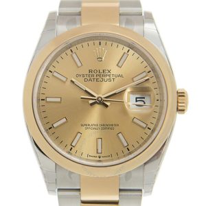 Rolex Datejust 36 Automatic Champagne Dial Men’s Steel and 18K Yellow Gold Oyster Watch 126203CSO 36mm