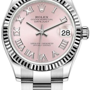 Rolex Datejust 31 Stainless Steel and White Gold Pink Roman Dial Women’s Watch M278274-0019 31mm