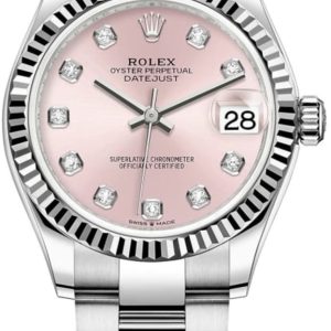 Rolex Datejust 31 Stainless Steel and White Gold Pink Diamond Dial Women’s Watch M278274-0031 31mm
