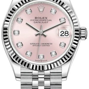 Rolex Datejust 31 Stainless Steel and White Gold Pink Diamond Dial Women’s Watch M278274-0032 31mm