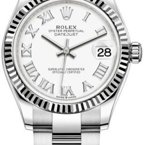 Rolex Datejust 31 Stainless Steel and White Gold White Roman Dial Women’s Watch M278274-0009 31mm