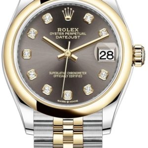 Rolex Datejust 31 Stainless Steel and Yellow Gold Dark Grey Diamond Dial Women’s Watch M278243-0022 31mm