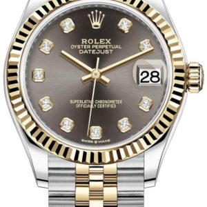 Rolex Datejust 31 Stainless Steel and Yellow Gold Dark Grey Diamond Dial Women’s Watch M278273-0022 31mm
