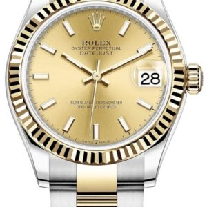 Rolex Datejust 31 Stainless Steel and Yellow Gold Champagne Dial Women’s Watch M278273-0013 31mm