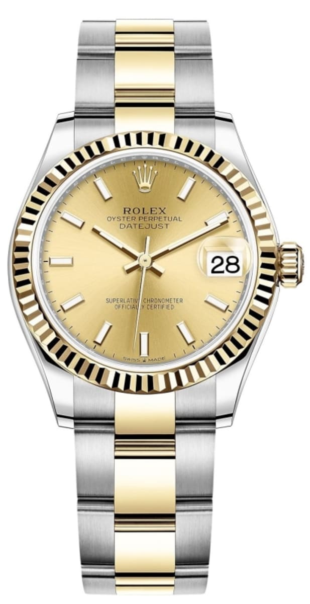 Rolex Datejust 31 Stainless Steel and Yellow Gold Champagne Dial Women’s Watch M278273-0013 31mm