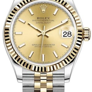 Rolex Datejust 31 Stainless Steel and Yellow Gold Champagne Dial Women’s Watch M278273-0014 31mm