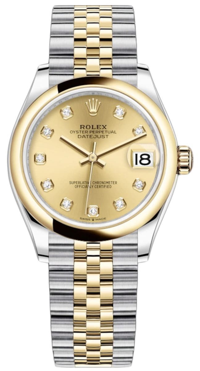 Rolex Datejust 31 Stainless Steel and Yellow Gold Champagne Diamond Dial Women’s Watch M278243-0026 31mm