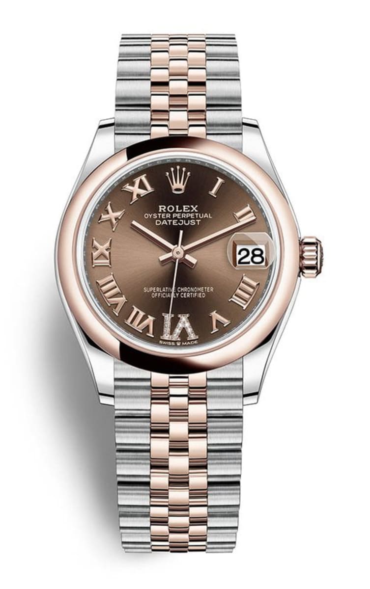 Rolex Datejust 31 Steel and 18kt Everose Gold Chocolate Dial Women’s Watch M278241-0004 31mm