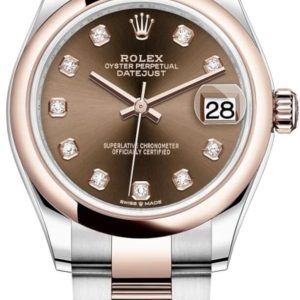 Rolex Datejust 31 Steel and 18kt Everose Gold Chocolate Diamond Dial Women’s Watch M278241-0027 31mm