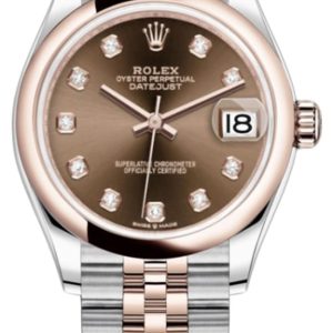 Rolex Datejust 31 Steel and 18kt Everose Gold Chocolate Diamond Dial Women’s Watch M278241-0028 31mm