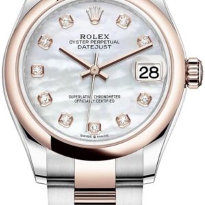 Rolex Datejust 31 Steel and 18kt Everose Gold Mother-of-Pearl Diamond Dial Women’s Watch M278241-0025 31mm