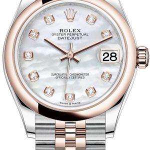 Rolex Datejust 31 Steel and 18kt Everose Gold Mother-of-Pearl Diamond Dial Women’s Watch M278241-0026 31mm