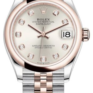 Rolex Datejust 31 Steel and 18kt Everose Gold Silver Diamond Dial Women’s Watch M278241-0016 31mm