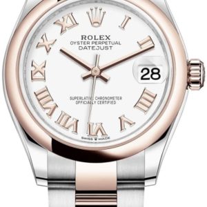 Rolex Datejust 31 Steel and 18kt Everose Gold White Roman Dial Women’s Watch M278241-0001 31mm