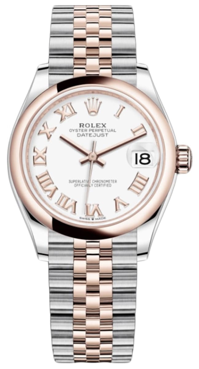 Rolex Datejust 31 Steel and 18kt Everose Gold White Roman Dial Women’s Watch M278241-0002 31mm