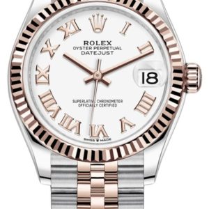 Rolex Datejust 31 Steel and 18kt Everose Gold White Roman Dial Women’s Watch M278271-0002 31mm