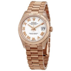 Rolex Datejust 31 White Dial Automatic Ladies 18kt Everose Gold President Watch 278275WRP 31mm