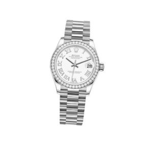 Rolex Datejust 31 White Dial Ladies 18kt White Gold President Watch 278289WRP 31mm