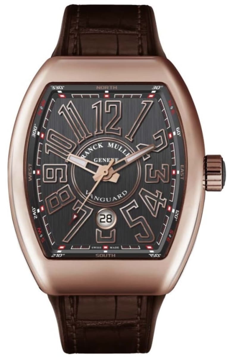 Franck Muller Vanguard Classical Grey Dial 18K Rose Gold Leather Strap Men’s Watch V 45 SC DT (NR) 5N 54mm