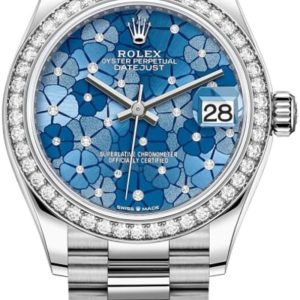 Rolex Datejust 31 White Gold Azzuro-Blue Floral-Motif Diamond Dial Women’s Watch M278289RBR-0025 31mm
