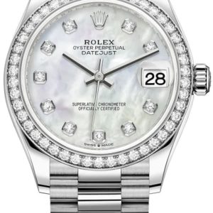 Rolex Datejust 31 White Gold Mother-of-Pearl Diamond Dial Diamond Bezel Women’s Watch M278289RBR-0005 31mm