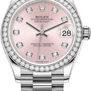 Rolex Datejust 31 White Gold Pink Diamond Dial Diamond Bezel Women’s Watch M278289RBR-0022 31mm