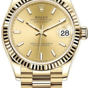 Rolex Datejust 31 Yellow Gold Champagne Dial Women’s Watch M278278-0040 31mm