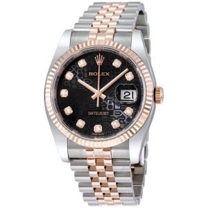 Rolex Datejust 36 Black Dial Stainless Steel and 18K Everose Gold Jubilee Bracelet Automatic Men’s Watch 116231BKJDJ 36mm