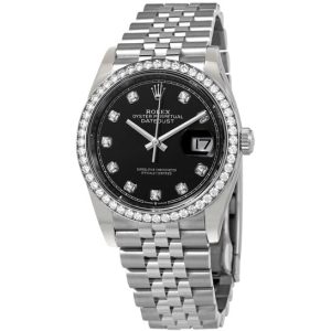 Rolex Datejust 36 Black Diamond Dial Automatic Unisex Jubilee Watch 126284BKDJ 36mm