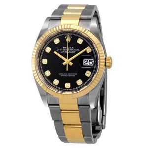 Rolex Datejust 36 Black Diamond Dial Men’s Stainless Steel and 18kt Yellow Gold Oyster 126233BKDO 36mm