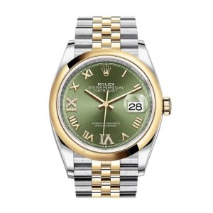 Rolex Datejust 36 Automatic Olive Green Dial Men’s Steel and 18k Yellow Gold Jubilee Watch 126203GNRDJ 36mm