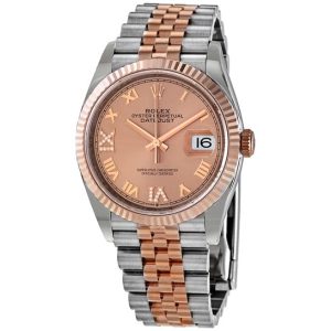 Rolex Datejust 36 Automatic Pink Diamond Dial Men’s Steel and 18kt Everose Gold Jubilee Watch 126231PKRDJ 36mm