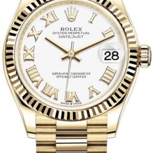 Rolex Datejust 31 Yellow Gold White Roman Dial Women’s Watch M278278-0020 31mm