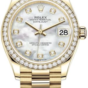 Rolex Datejust 31 Yellow Gold Mother-of-Pearl Diamond Dial Diamond Bezel Women’s Watch m278288rbr-0006 31mm