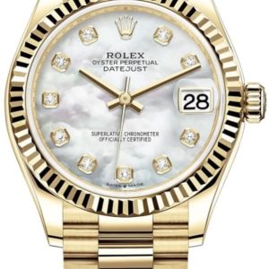 Rolex Datejust 31 Yellow Gold Mother-of-Pearl Diamond Dial Women’s Watch M278278-0010 31mm