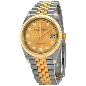 Rolex Datejust 36 Champagne Diamond Dial Men’s Steel and 18kt Yellow Gold Jubilee Watch 126233CDJ 36mm