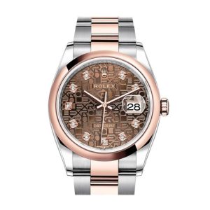 Rolex Datejust 36 Chocolate Jubilee Dial Men’s Steel and 18k Everose Gold Oyster Watch 126201CHJDO 36mm