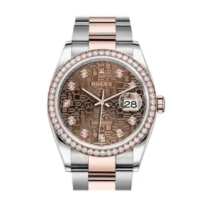 Rolex Datejust 36 Chocolate Jubilee Diamond Dial Men’s Steel and 18k Everose Gold Oyster Watch 126281CHJDO 36mm