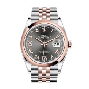 Rolex Datejust 36 Dark Rhodium Dial Men’s Steel and 18k Everose Gold Jubilee Watch 126201DRRDJ 36mm