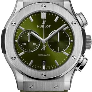Hublot Classic Fusion Chronograph Green Dial Rubber Strap Men’s Watch 521.NX.8970.RX 45mm