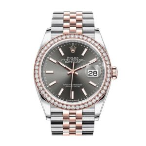Rolex Datejust 36 Dark Rhodium Dial Men’s Steel and 18k Everose Gold Jubilee Watch 126281RSJ 36mm