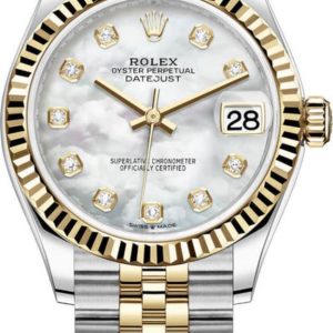 Rolex Datejust 31 Stainless Steel and Yellow Gold Mother of Pearl Diamond Dial Women’s Watch M278273-0028 31mm