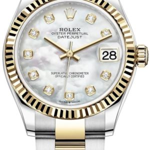 Rolex Datejust 31 Stainless Steel and Yellow Gold Mother-of-Pearl Diamond Dial Women’s Watch M278273-0027 31mm