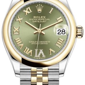 Rolex Datejust 31 Stainless Steel and Yellow Gold Olive Green Roman Diamond Dial Women’s Watch M278243-0016 31mm