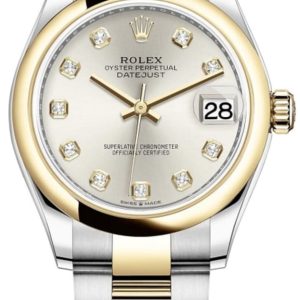 Rolex Datejust 31 Stainless Steel and Yellow Gold Silver Diamond Dial Women’s Watch M278243-0019 31mm