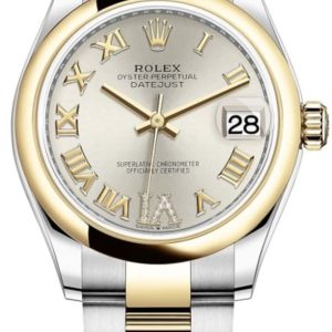Rolex Datejust 31 Stainless Steel and Yellow Gold Silver Roman Diamond Dial Women’s Watch M278243-0003 31mm
