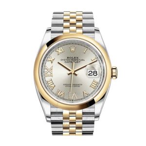 Rolex Datejust 36 Silver Diamond Dial Automatic Men’s Steel and 18k Yellow Gold Jubilee Watch 126203SRDJ 36mm