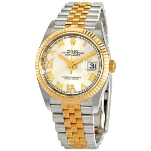 Rolex Datejust 36 Silver Diamond Dial Men’s Stainless Steel and 18kt Yellow Gold Rolex Jubilee Watch 126233SRDJ 36mm